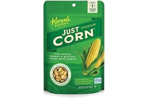 Karen's Naturals Just Corn, 4 Ounce Pouch, All Natural Freeze Dried Vegetables, Keto, Vegan, Gluten Free, Healthy Dried Veggie Snacks with No Additives or Preservatives, Dairy Free, Non-GMO