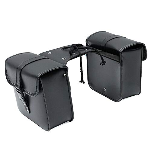Luixxuer Pair of Motorcycle Panniers Saddle Bags, Cruiser Travel Bags, Double Luggage Packing Side Bag, Waterproof Premium PU Leather Black