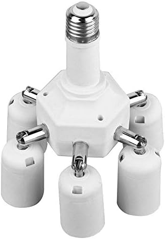 E27 7 in 1 LED Light Bulbs Socket Adapter Splitter, Lamp Holder Base Converter E27 Base Light Lamp Bulb Splitter Adapter 360 Degrees Adjustable,180 Degree Bending - Highmoor