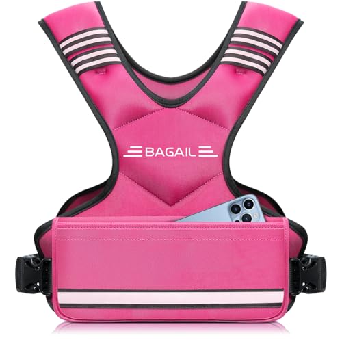 BAGAIL Adjustable Weighted Vest, 4-10lb/12-18lb/20-32lb Rucking Vest for Women & Men with 6 Weights & Large Pocket, Weight Vest for Home Workouts, Running, Walking and Strength Training