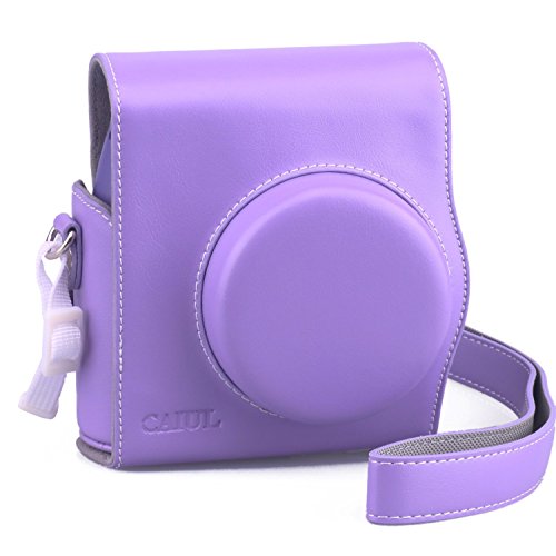 [Fujifilm Instax Mini 8 Case] - CAIUL 2nd Generation [Update Version] Comprehensive Protection Instax Mini 8 Case With Soft PU Leather [ Film Count Show and Easy to Reload Film Design ] (Purple)