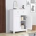 Tangkula White Bathroom Cabinet, Freestanding Wooden Storage Cabinet w/Large Drawer & Cabinet, 2 Doors, 3 Heights Adjustable Shelf, Bathroom Storage for Living Room Kitchen (White)