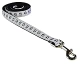 Sassy Dog Wear 6-Feet Black/White Puppy Paws Dog Leash, Medium