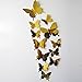 Willtoo Wall Stickers Decal Butterflies 3D Mirror Wall Art Home Decors Gold