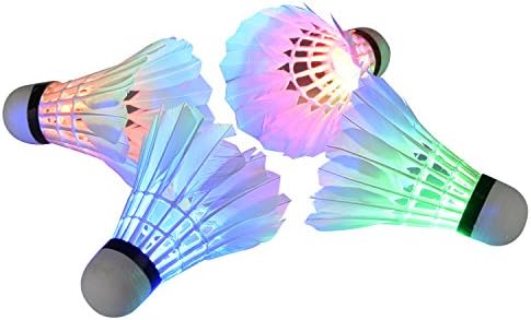 LED Badminton Shuttlecocks[4 Pack - 8 Lighting Mode] eLander Dark Night Glow Birdies Lighting For Outdoor &amp; Indoor Sports Activities