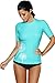 CharmLeaks Rash Guard for Women SPF Rashguard Swimsuits Short Sleeve uv Swim Shirts Water Shirts, S Aqua