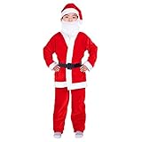 Child's Christmas Costumes Santa Claus Suit Outfit Set with Hat for Boys Kids