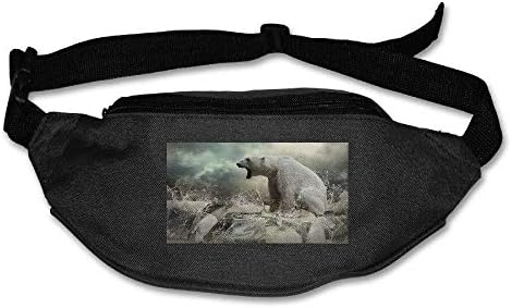 Unisex Pockets Polar Bear On Ice Fanny Pack Waist/Bum Bag Adjustable Belt Bags Running Cycling Fishing Sport Waist Bags Black