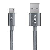 Micro USB Cable, ROMOSS [1-Pack] 3.28 Feet (1M) Durable Nylon Braided Tangle-Free USB 2.0 A Male to Micro USB Male Sync and Fast Charging Cord for Android Smartphones, Tablets and More - Space Grey