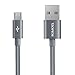 Micro USB Cable, ROMOSS [1-Pack] 3.28 Feet (1M) Durable Nylon Braided Tangle-Free USB 2.0 A Male to Micro USB Male Sync and Fast Charging Cord for Android Smartphones, Tablets and More - Space Grey