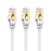 CAT-7 Ethernet Cable 1 Foot 3-Pack - High Speed Flat Internet Network Computer Patch Cord - Faster Than Cat6 Cat5e Lan Wire, Shielded RJ45 Connectors for Router, Modem, Xbox, Printer - White primary