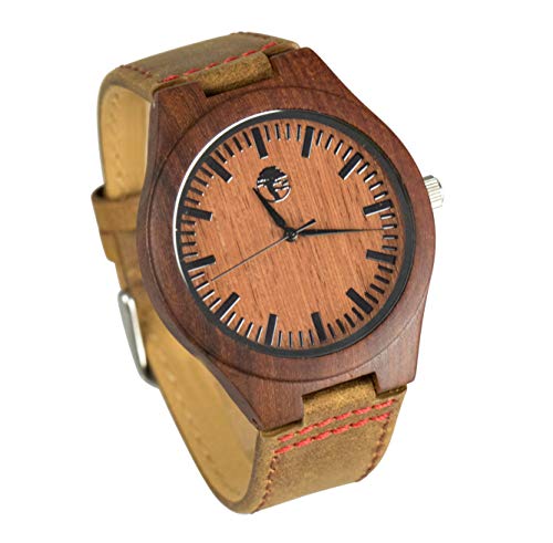 Viable Harvest Men's Wood Watch Rugged Man Series, Natural Red Sandalwood and Bamboo with Gift Box (Rugged Band)