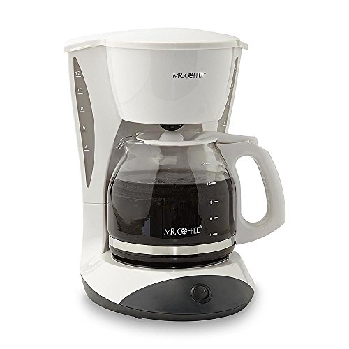 Mr. Coffee 12-Cup Compact Design yet Large Capacity Coffee Maker in White Features Removable Filter Basket