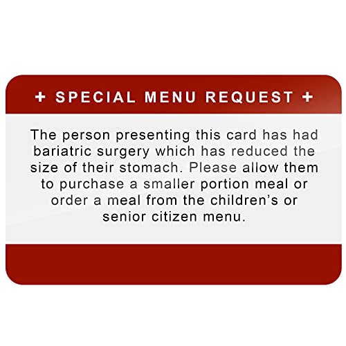 Bariatric Patient Restaurant Special Menu Request Card (5 Pack) on ...