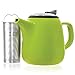 Tealyra - Daze Ceramic Teapot in Lime - 27-ounce (2-3 cups) - Small Stylish Ceramic Teapot with Stainless Steel Lid and Extra-Fine Infuser To Brew Loose Leaf Tea