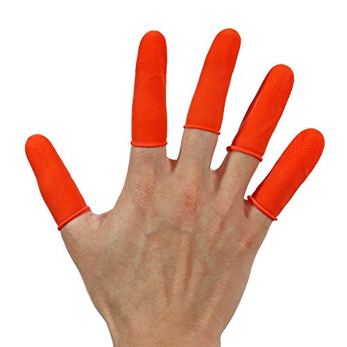 Disposable Latex Finger Cots 100pcs (Large) Orange Anti-Slip, Anti-Static Rubber Fingertips Protective Finger Gloves for Topical Medical Application, Nail Art, Electronic Repair, Jewelry Cleaning - Thumbnail 5
