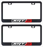Auggies SRT8 Challenger Durango Charger Black Red Stainless Steel Black License Plate Frame Cover Holder Rust Free with Caps and Screws (2)