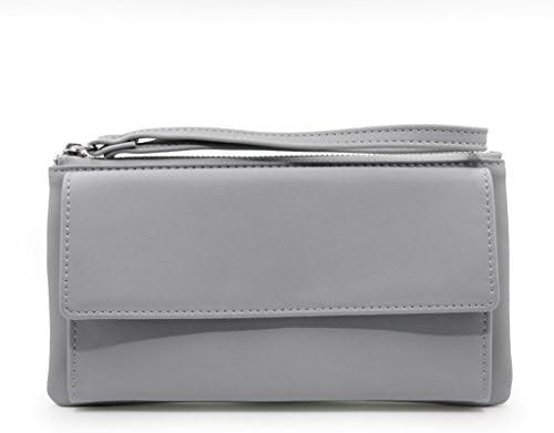 Women Zipper Clutch Purse Lady Long Leather Wallet Card Holder with Wristlet Strap(Grey)-Westyco