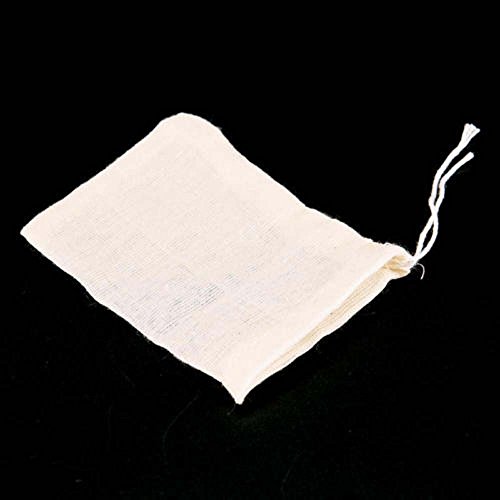 ISKYBOB 24 Pack Mini Reusable Tea Filter Bags Soup Bag,Empty Cotton Drawstring Tea Infuser for Loose Leaf Tea (2.36 x 3.15'')