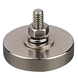 Mutuactor 2PCS Super Powerful Neodymium Round Magnet with 1/4''-20 Male Threaded Stud and Vertical Magnetic Pull-Force 150lb