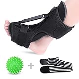 SGODDE Plantar Fasciitis Night Splint Foot Drop Orthotic Brace, Adjustable Night Splints for Plantar Fasciitis, Arch Foot Pain, Achilles Tendonitis Support with Hard Spiky Massage Ball