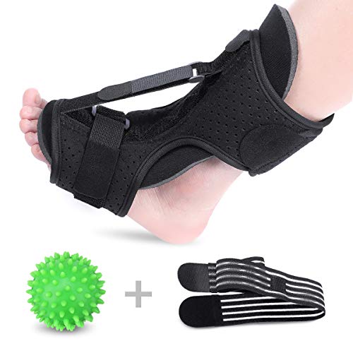 SGODDE Plantar Fasciitis Night Splint Foot Drop Orthotic Brace, Adjustable Night Splints for Plantar Fasciitis, Arch Foot Pain, Achilles Tendonitis Support with Hard Spiky Massage Ball
