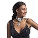 Holylove Women Statement White Necklace Chain Novelty Jewelry Crystal Choker for Party Bachelo Gift Box-HLN00012 White