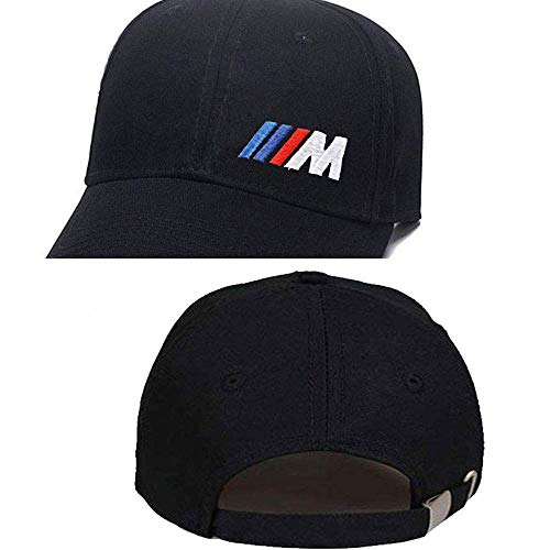 Car Logo M Series Adjustable Baseball Hat, Unisex Hat Sports Cap with Sporty Red Trim, Car Racing Motor Cap for BMW (Black)