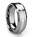 King Will CLASSIC Men's 8mm Tungsten Ring One Tone Matte Finish Brushed Center Wedding Band Beveled Edge(13.5)