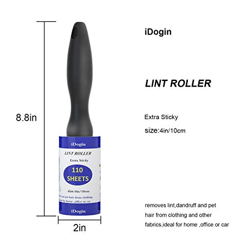 Pet Hair Roller Lint Remover Extra Sticky Fur Remover Lint Roller Dog Cat Hair Removal for Clothes, Furniture - Supersize 110 Sheets/Roller, 2 Refills, 330 Sheets Total - Thumbnail 2