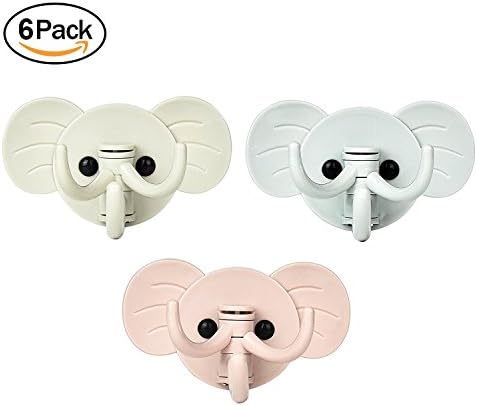 Bluecastle 6pcs Self Adhesive Hooks Cloth Hanger -Decorative Wall Hooks Sticky Hooks for Keys,Hats,Towel, (6pcs Elephant)