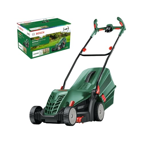 Bosch cortacésped con cable UniversalRotak 37-555 (1400 W de potencia del motor, ancho de corte: 37 cm, cesta colectora de 40 litros, asas Ergoflex)