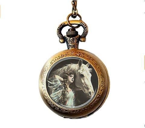 Vintage Beauty with Horse Pendant Pocket Watch ,Vintage Beauty with Horse Necklace Pocket Watch Charm,vintage Beauty with Horse Pendant Pocket Watch Glass Tile Jewelry,glass Vintage Beauty with Horse Watch,vintage Beauty with Horse Potphoto
