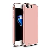 iPhone 7 Plus Battery Case,NUTK 3500mAh 3 in 1 Combo Protable Slim Ultra Thin Hard Luxury Extended Charging Backup Power Case Cover,Rechargeable Power Bank Charging Case for iPhone 7 Plus.Rose Gold