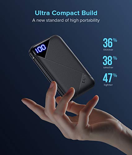 EAFU Portable Charger, LED Display Dual 3A High-Speed Power Bank with USB C, The Lightest 6000mAh External Phone Battery Pack Compatible with iPhone 12 11 Pro X 8 AirPods iPad Samsung S20 Google etc.