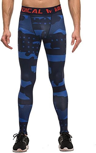 Men's Compression Leggings Base Layer Tights Wicking Pants,Blue Camo,XX-Large = US size X-Large