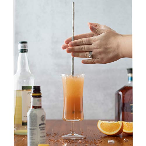 Piña Barware Swizzle Stick Stirrer - Stainless Steel with Handmade Wood-Grain Finish (One Swizzle Stick)