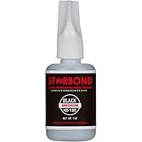 Starbond KE-150 Black Medium, Premium Rubber Toughened CA - Super Glue Kit with Extra Bottles, Caps, and Microtips (Black Medium, 1 Ounce)