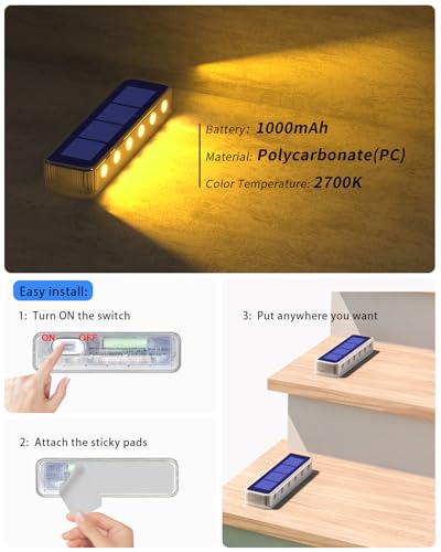 DetarZinLED Pack of 8 Outdoor Solar Garden Stair Lights, IP68 Waterproof, Warm White LED Solar Light for Garden, Path, Stairs, Driveway, Patios, Floor
