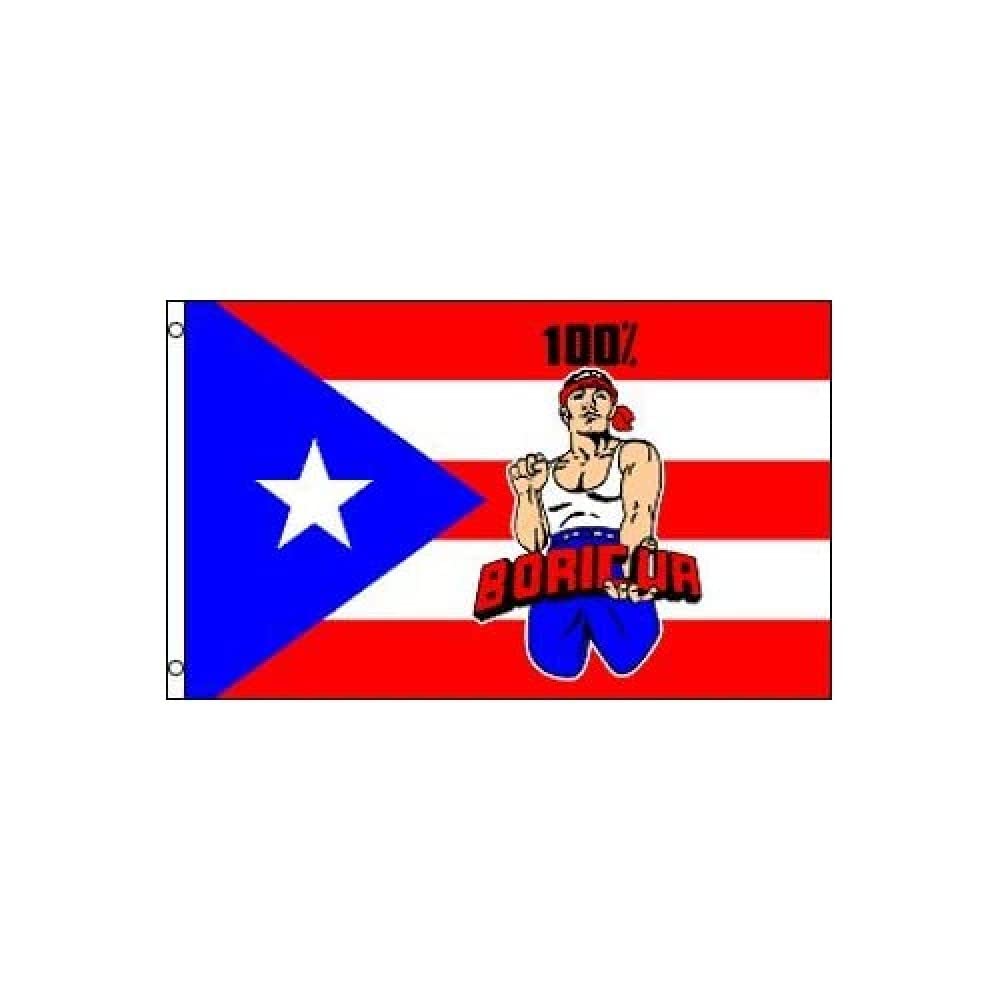 AZ FLAG - Puerto Rico 100% Boricua Flag - 3x5 Ft - 100D Polyester Puerto Rican - Porto Rico Banner with Two Metal Grommets - Fade Resistant - Vivid Colors - 3' x 5' Feet - 150x90 Cm
