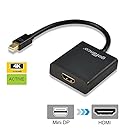 gofanco Gold Plated Mini DisplayPort to HDMI Active Converter for 4K UltraHD Display/Monitor - Thunderbolt Compatible, Support Eyefinity, DisplayPort 1.2 - Black MALE to MALE - for Apple MacBook, MacBook Air, MacBook Pro, Mac Mini, Microsoft Surface Pro / Pro 2 / Pro 3 &amp; Surface 3, Google Chromebook Pixel, and Laptops with Mini DisplayPort - MULTIPLE SCREENS Supported for Gaming
