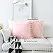 Home Brilliant Pink Pillow Covers 24x24 Faux Fur Euro Sham Large Square Throw Pillow Covers for Couch Decoration, Set of 2 (24 x 24 inch, Pink)