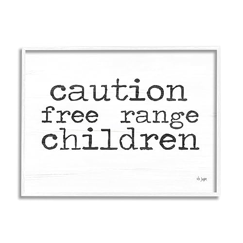 Stupell Industries Free Range Children Phrase White Framed Giclee Art Design by…