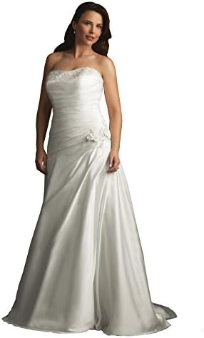 Plus Size Wedding Dress Allure Bridals Women's W264 Strapless Satin (26W, White/Silver)
