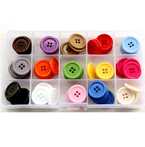 GANSSIA 7/8 Inch (22.5mm) 15 Colors Assorted Buttons Sewing Button Mix Colors DIY Crafts Scrapbooking Pack of 105 with Box (Each Color 7 Pcs) - Thumbnail 6