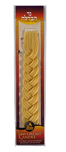 image for Braided Beeswax Havdalah Candle - Hand Dipped Bees Wax with Extra Thic