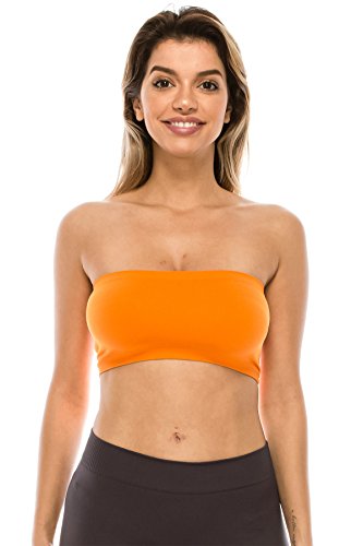Kurve Seamless Bandeau Tube top - UV Protective Fabric, Rated UPF 50+ (Non-Padded) -Made in USA- Dark Orange - Thumbnail 4