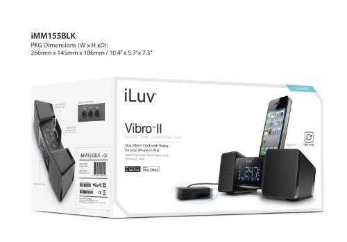 iLuv IMM155BLK Vibro II Alarm Clock 30-Pin Speaker Dock with Bed Shaker (Black) - old Model - Thumbnail 5