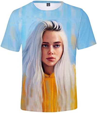 Cocophie Billie Eilish 3D Print Shirt Causual Tops Short Sleeve T-Shirts for Fans Women Men and Teen