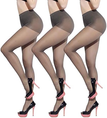 Plus Size Tights 3Pairs 40 Denier Women's Full Length Footed Pantyhose Stretch Semi Sheer Tights